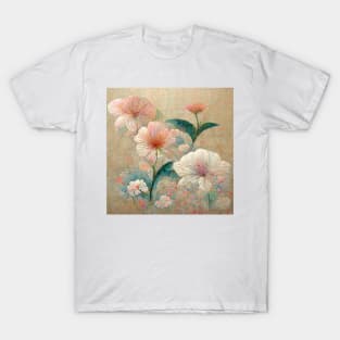 Traditional Japanese Flowers Painting Canvas #2 T-Shirt